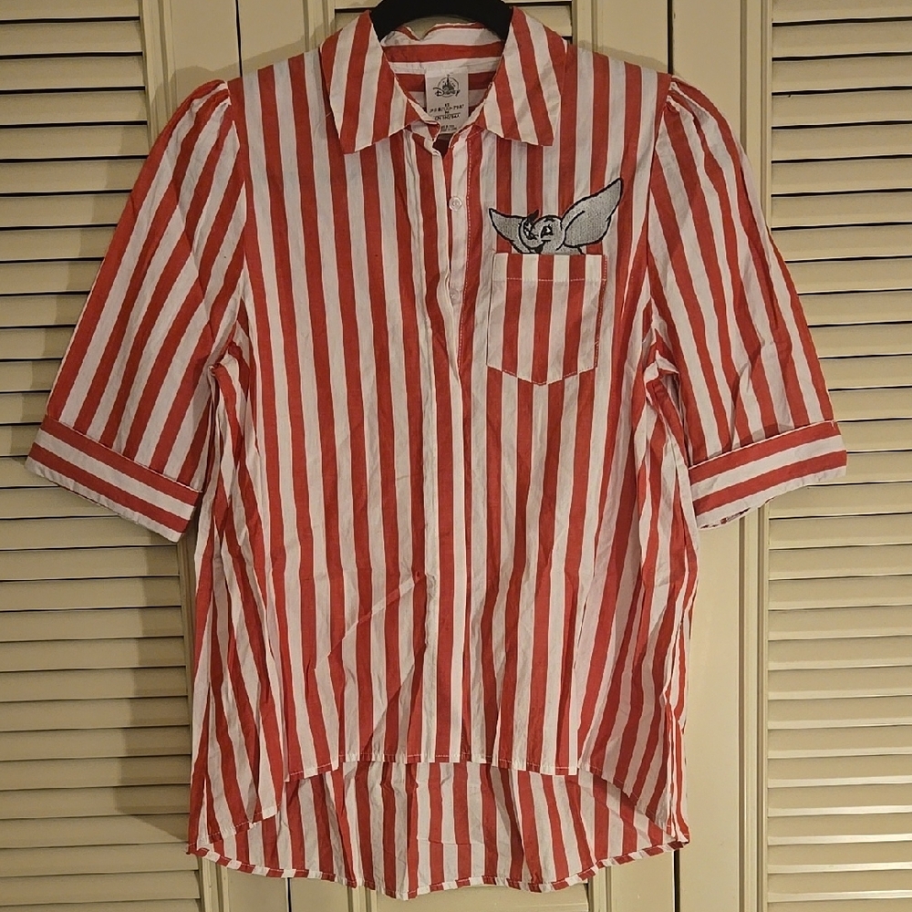 Disney Red and White Striped Dumbo Shirt - Size XS
